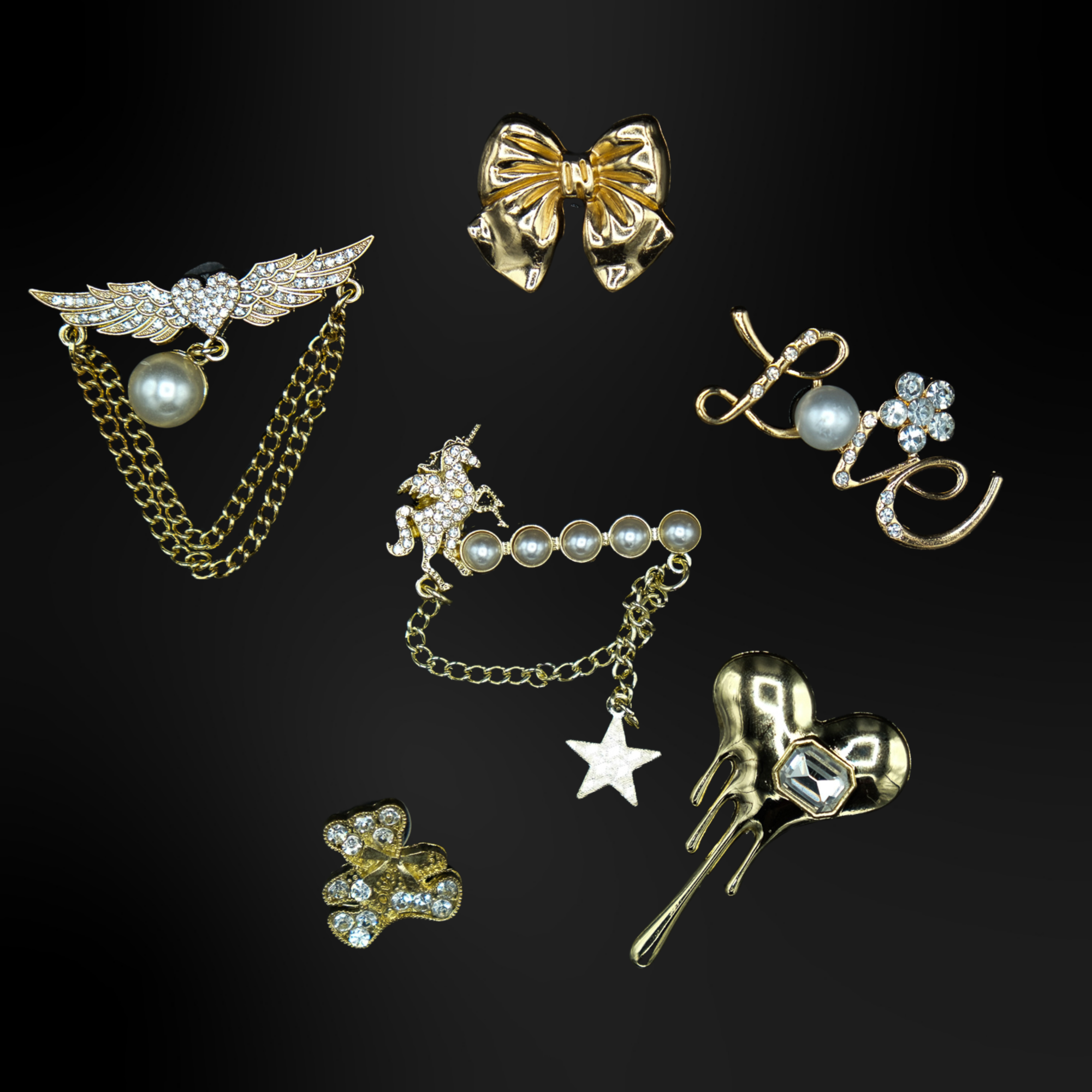 Goldene Metallic-Clognadeln - 1