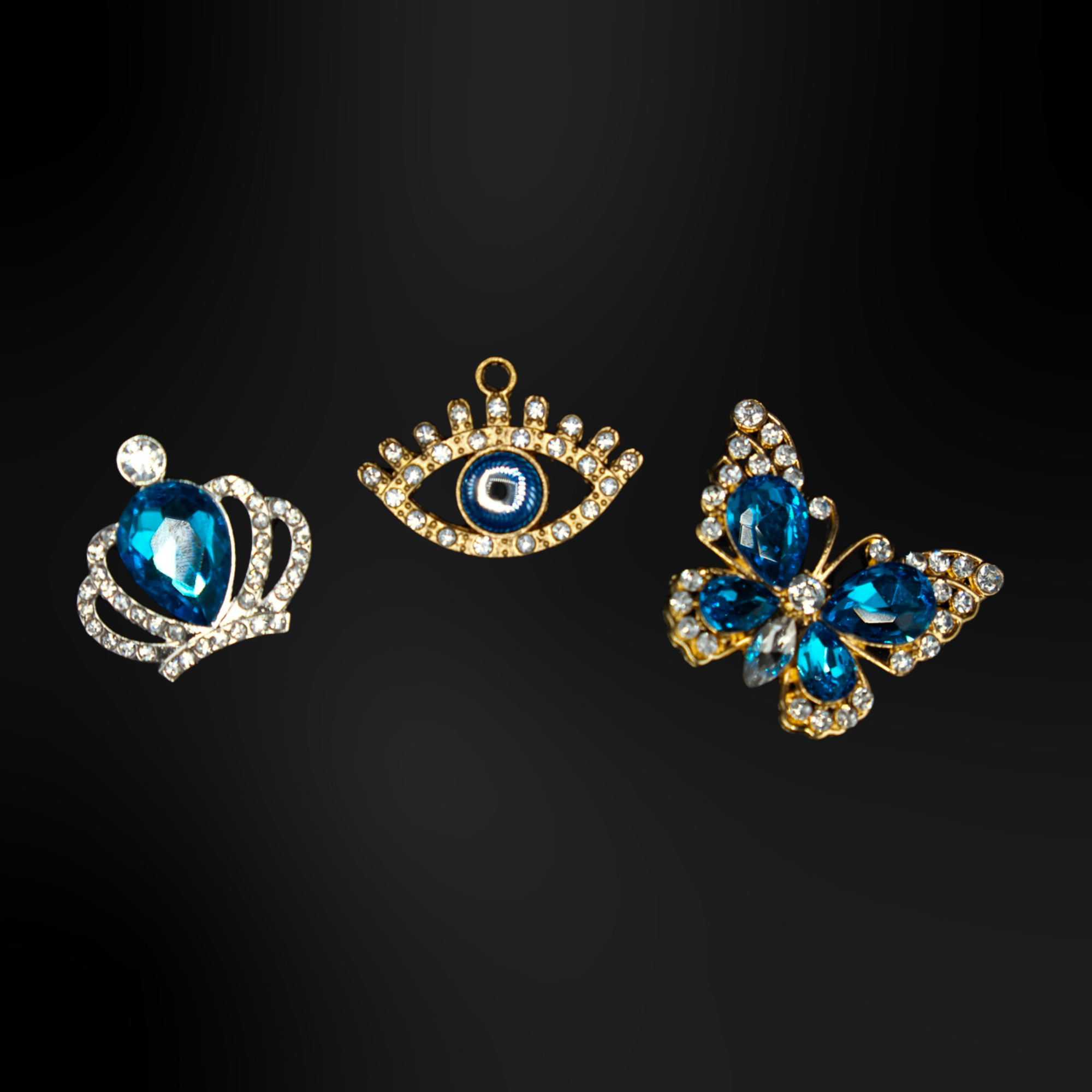 Blaue Metallic-Pins für Clogs