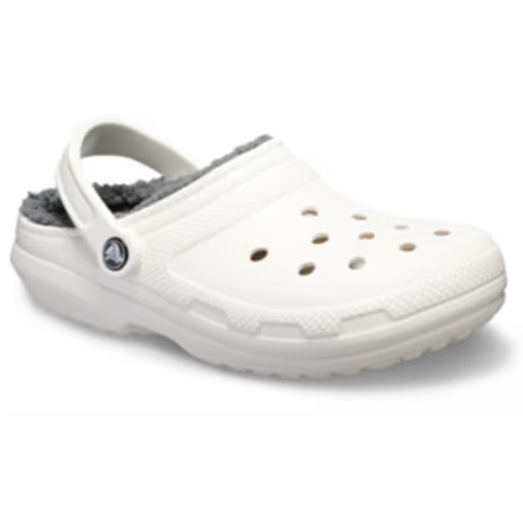 Weiße Crocs-Clogs aus Fell