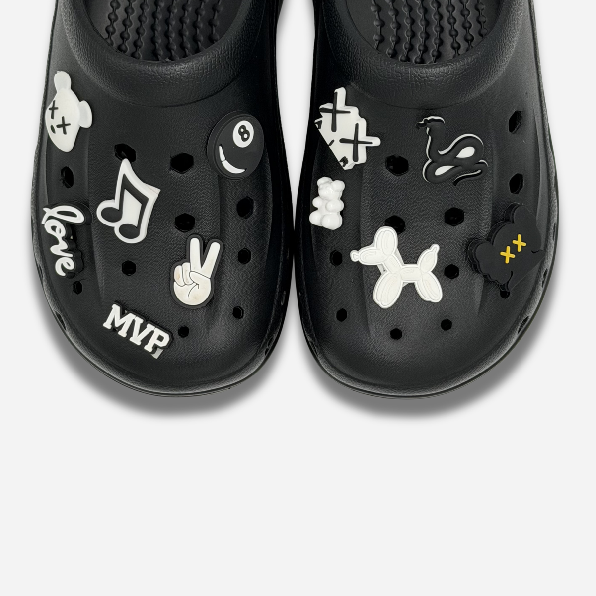 12er-Packung Stöpsel für Clogs – Schwarz &amp; Weiß