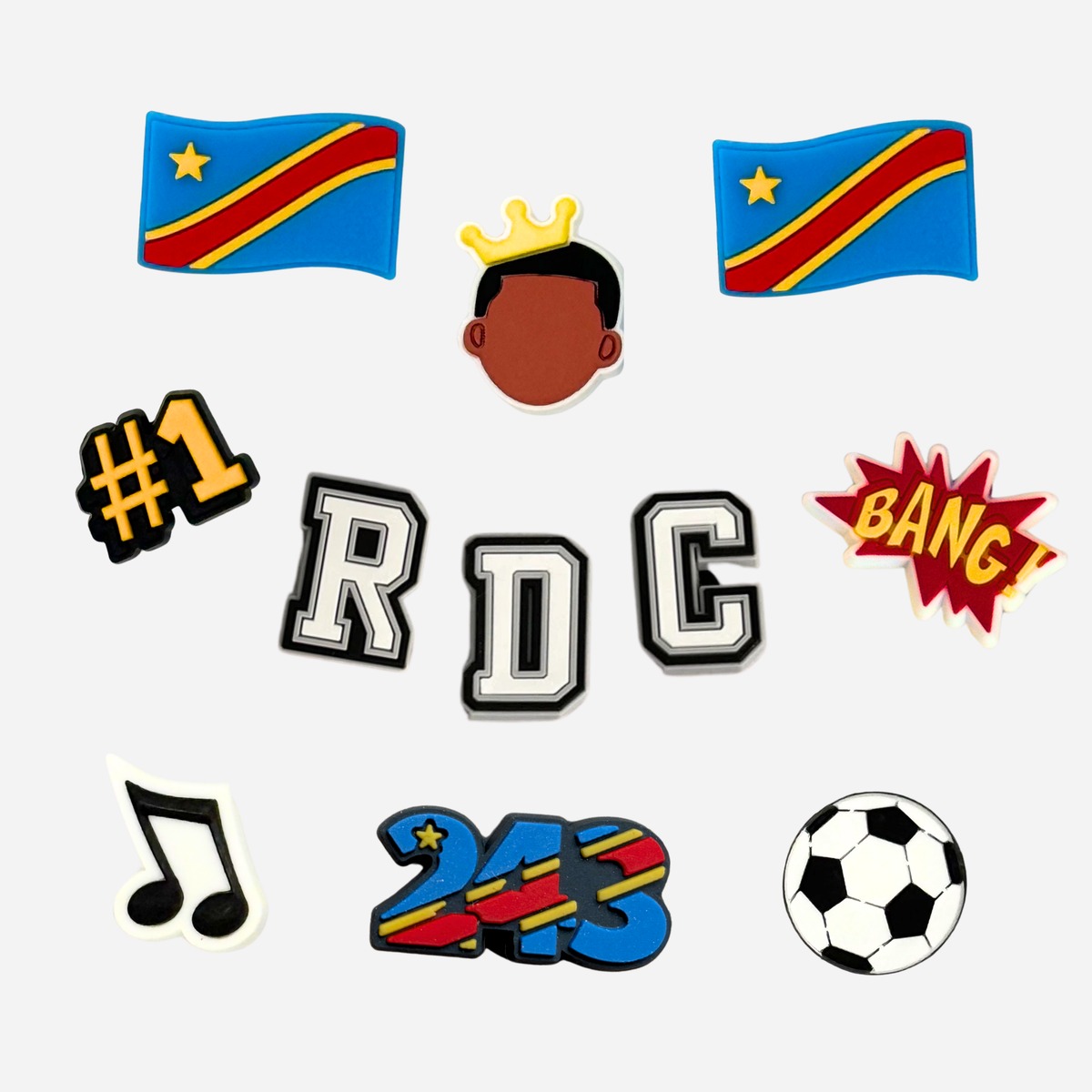 11er-Packung Stollennadeln für Clogs – Kongo Kinshasa