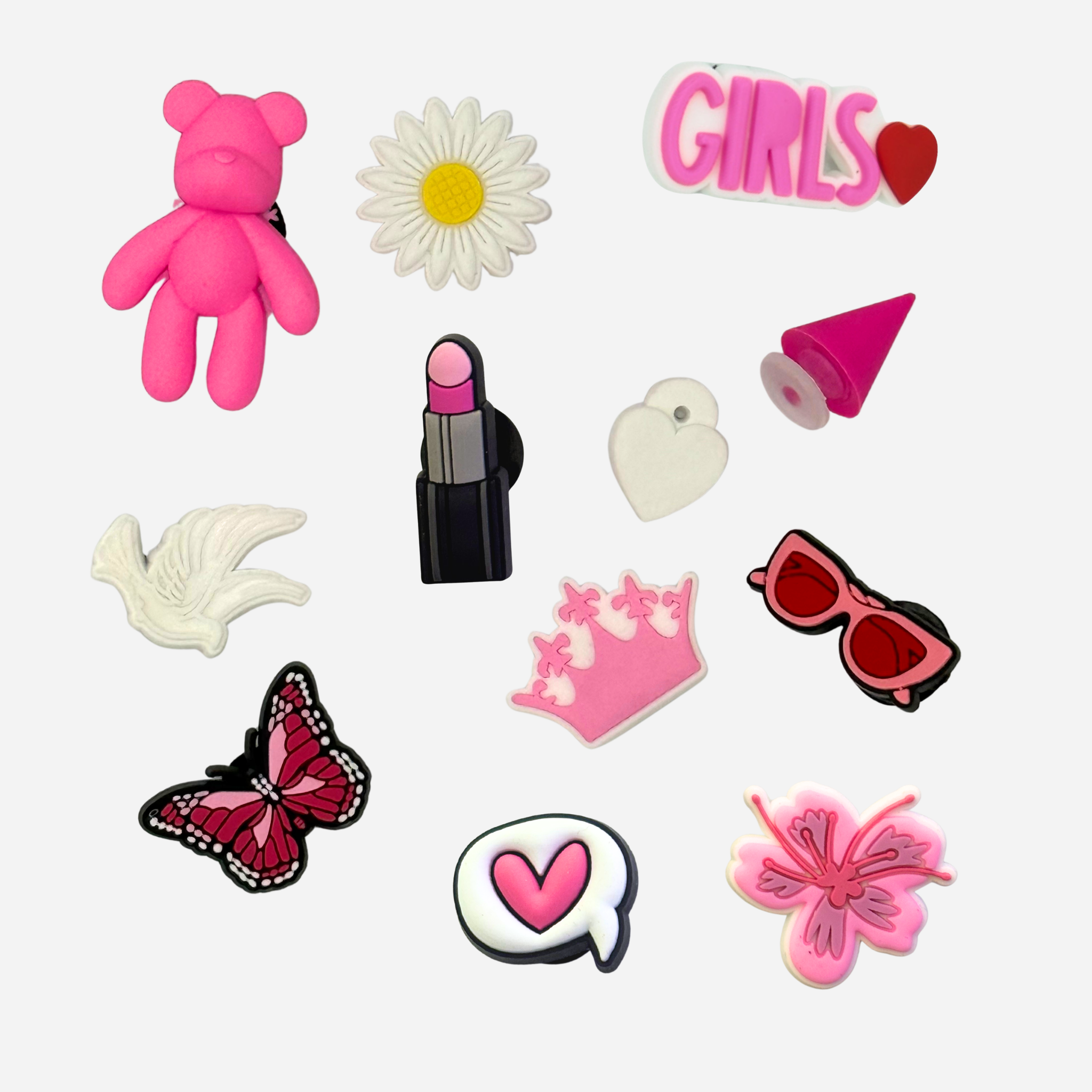 10er-Packung Stöpsel für Clogs – Rosa &amp; Weiß