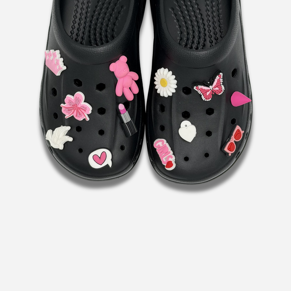 10er-Packung Stöpsel für Clogs – Rosa &amp; Weiß