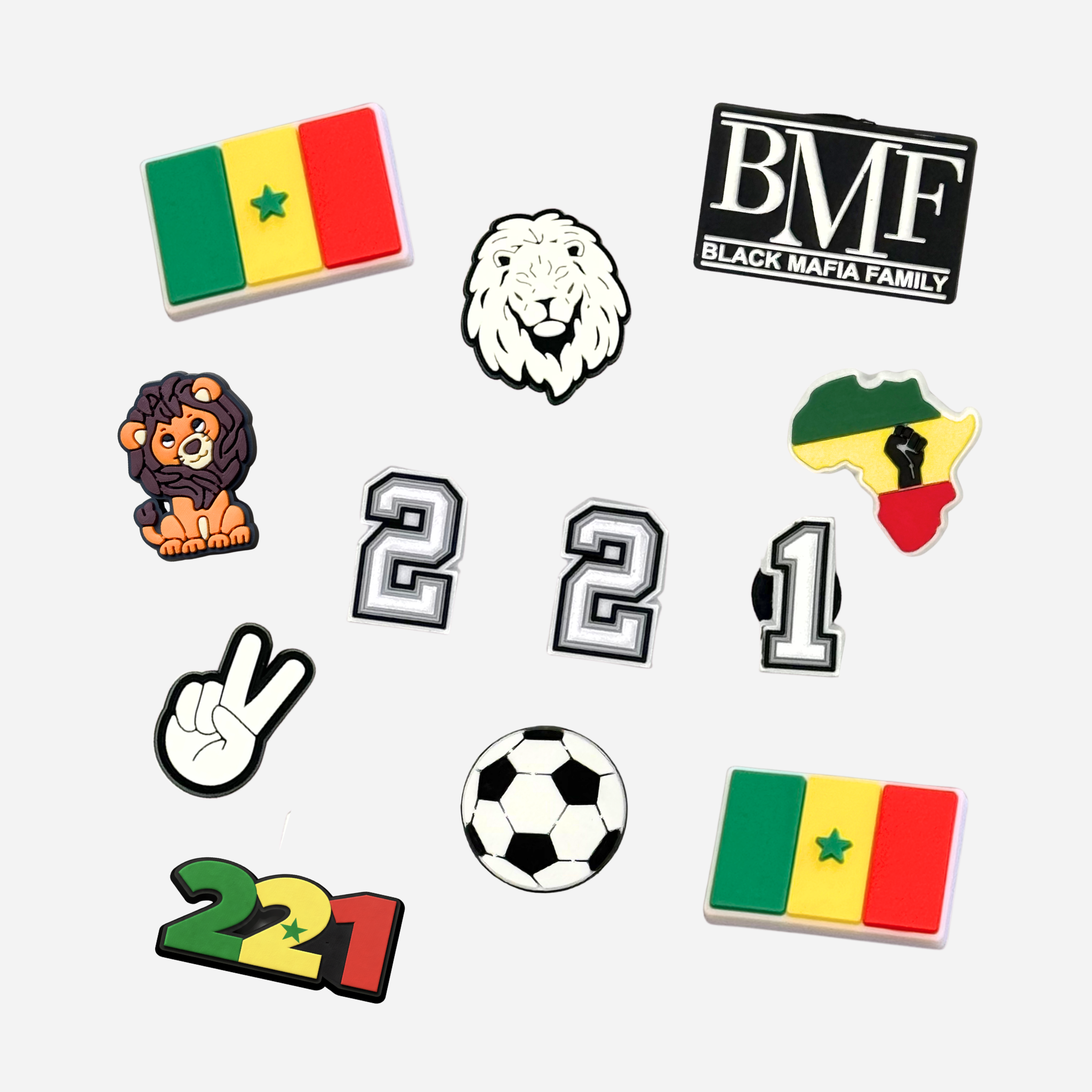 Packung mit 11 StollenCharmsn für Clogs – Senegal