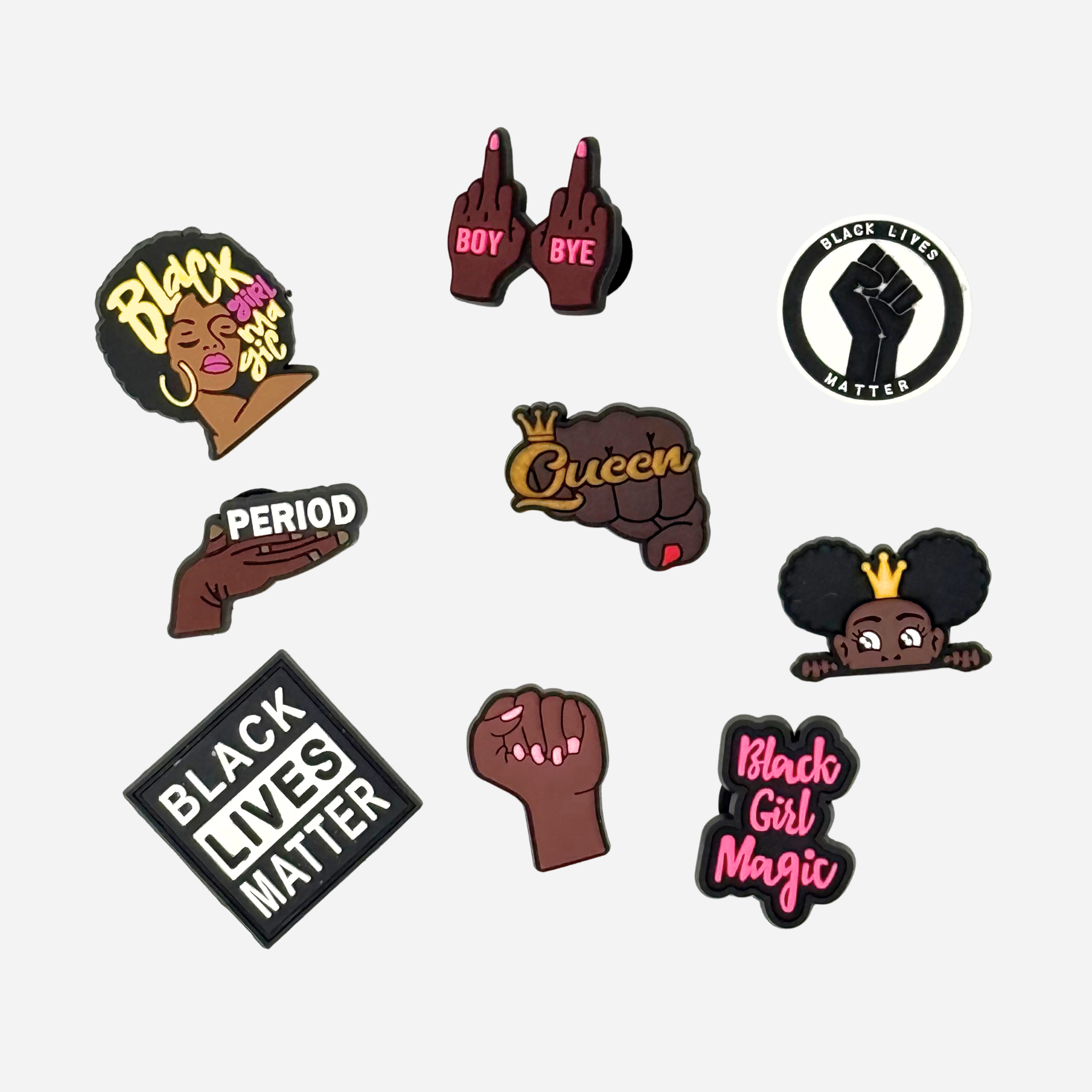 9er-Pack Charms für Clogs – BLM Girl