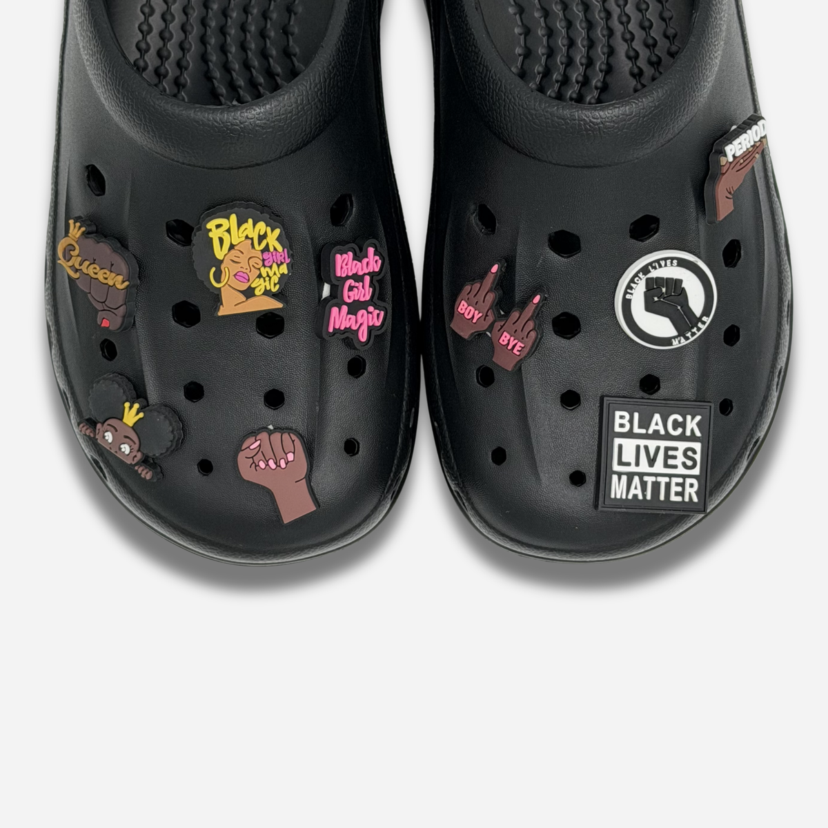 9er-Pack Charms für Clogs – BLM Girl