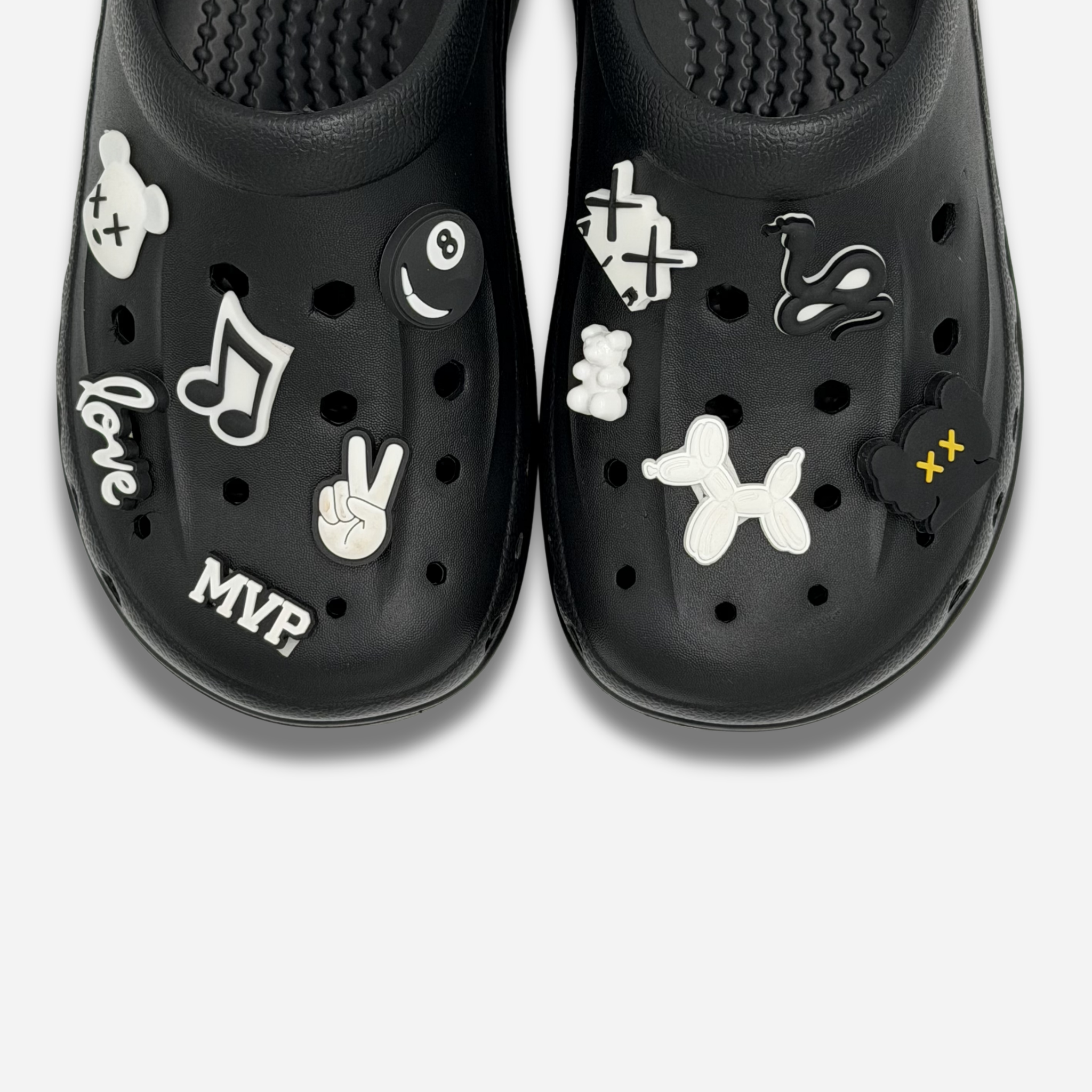 12er-Packung Stöpsel für Clogs – Schwarz &amp; Weiß