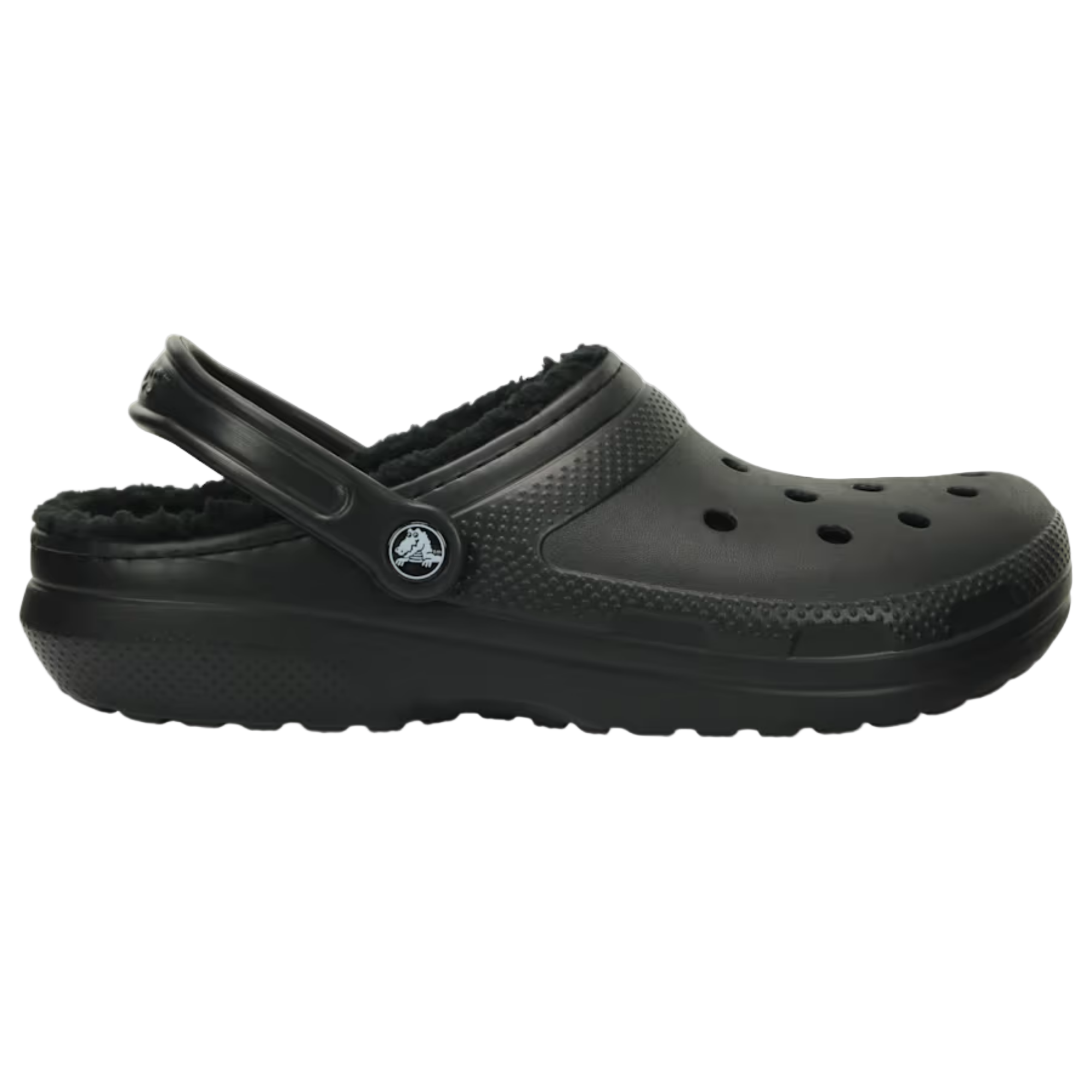 Schwarze, mit Fell gefütterte Crocs-Clogs
