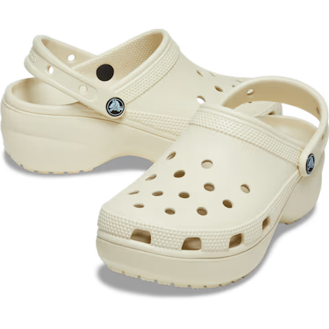 Beige Crocs Plateau-Clogs