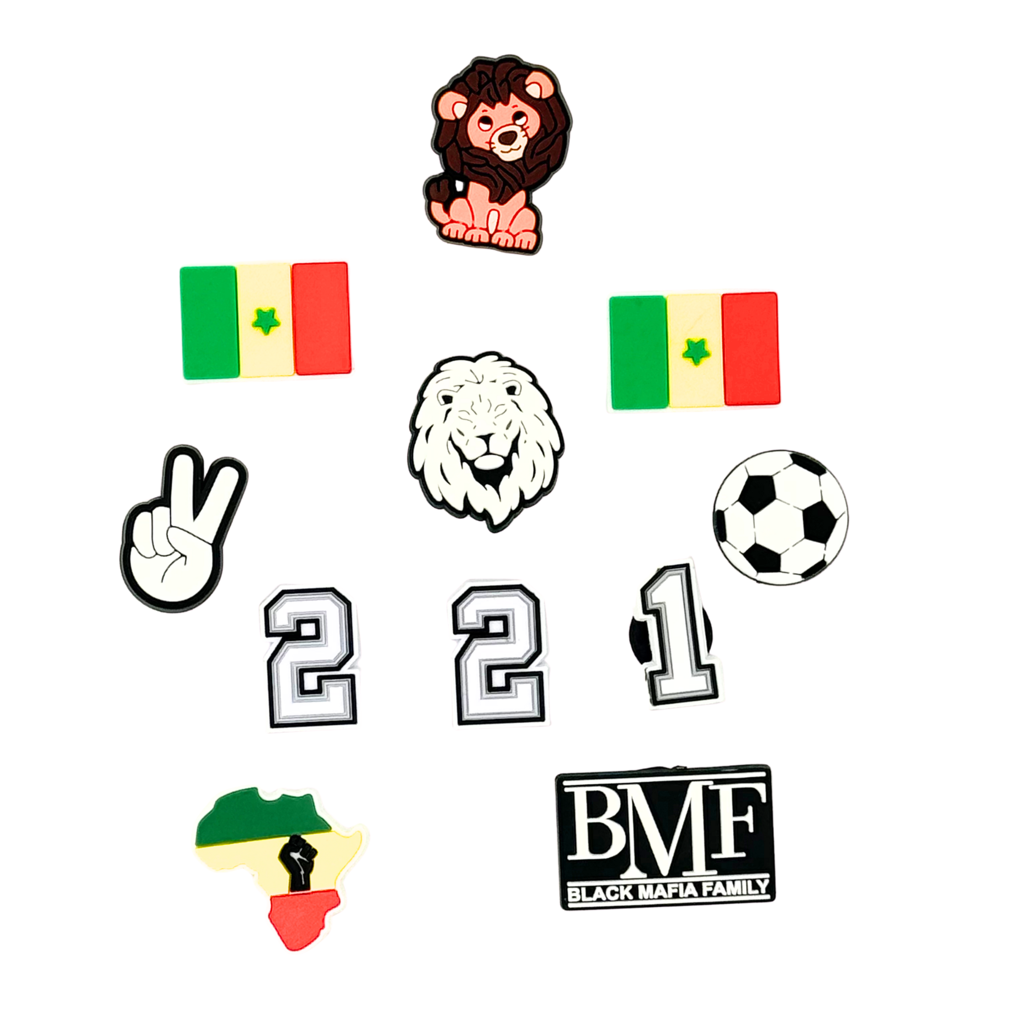 Packung mit 11 StollenCharmsn für Clogs – Senegal